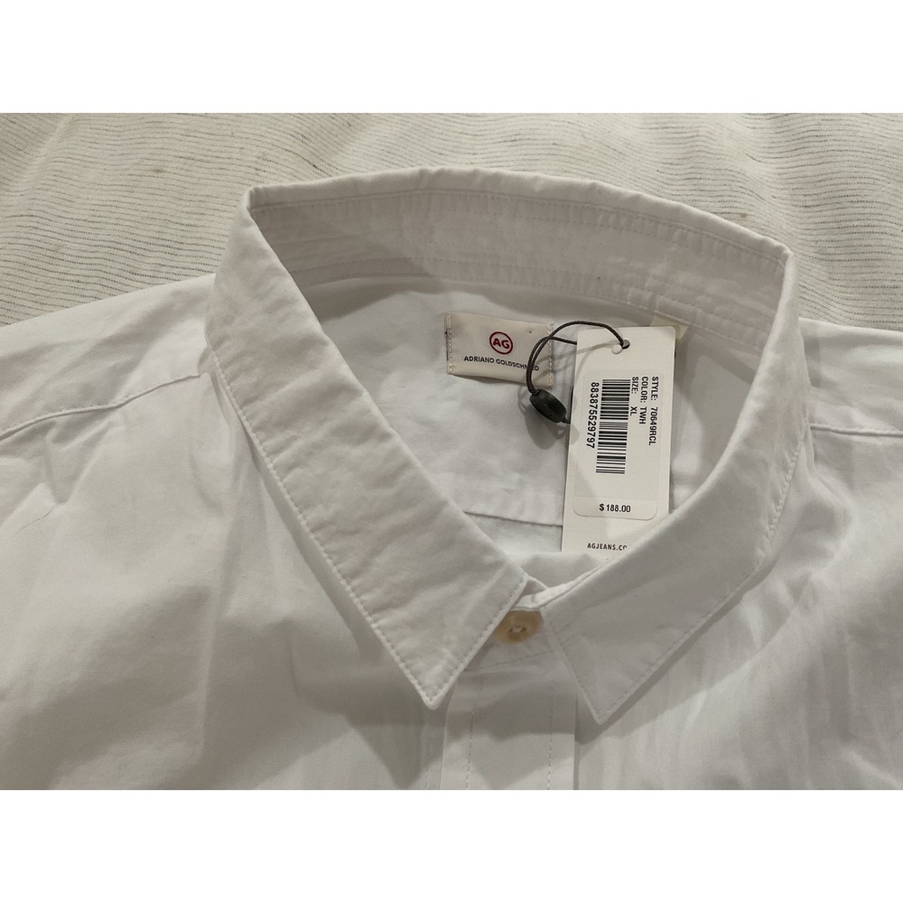 AG Adriano Goldschmied White Button Down Shirt Oversized Pockets 70649RCL XL NEW